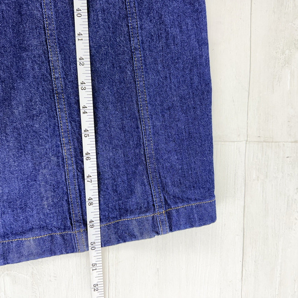 Madewell Y2K Denim Midi Dress Size 14 Benton Wash Blue Square Neck Button Front - Picture 12 of 13